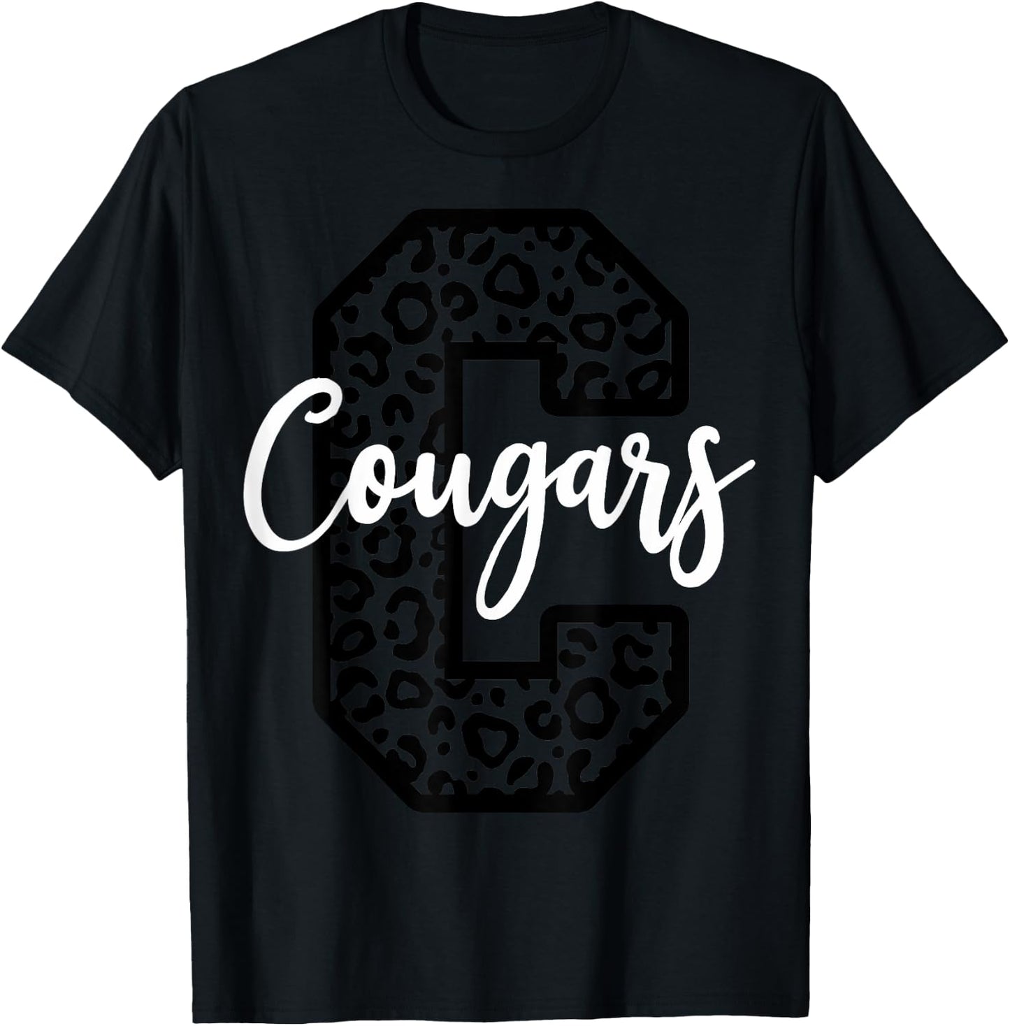 Cougars School Spirit Mascot Leopard Cheer Fan Game Day T-Shirt - T-Shirt | Black