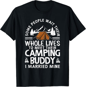 Cool Camping Buddies Gift Women Funny Husband & Wife Small T-Shirt - T-Shirt | Black