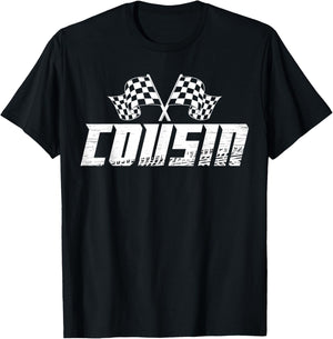 Cousin Pit Crew Family Racing Birthday Race Car T-Shirt - T-Shirt | Black