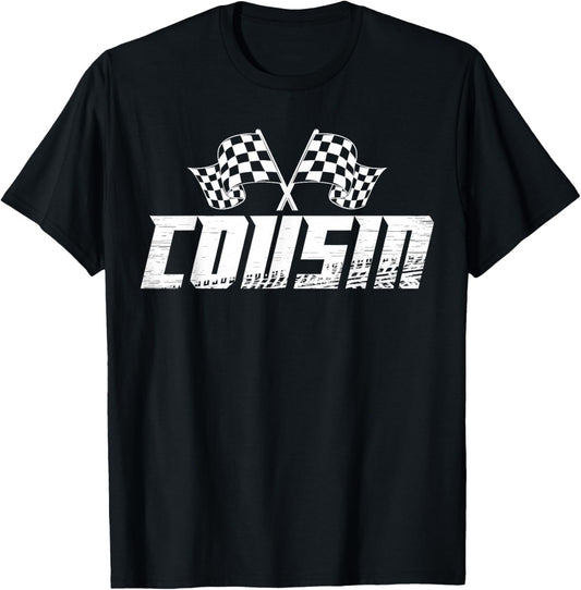 Cousin Pit Crew Family Racing Birthday Race Car T-Shirt - T-Shirt | Black