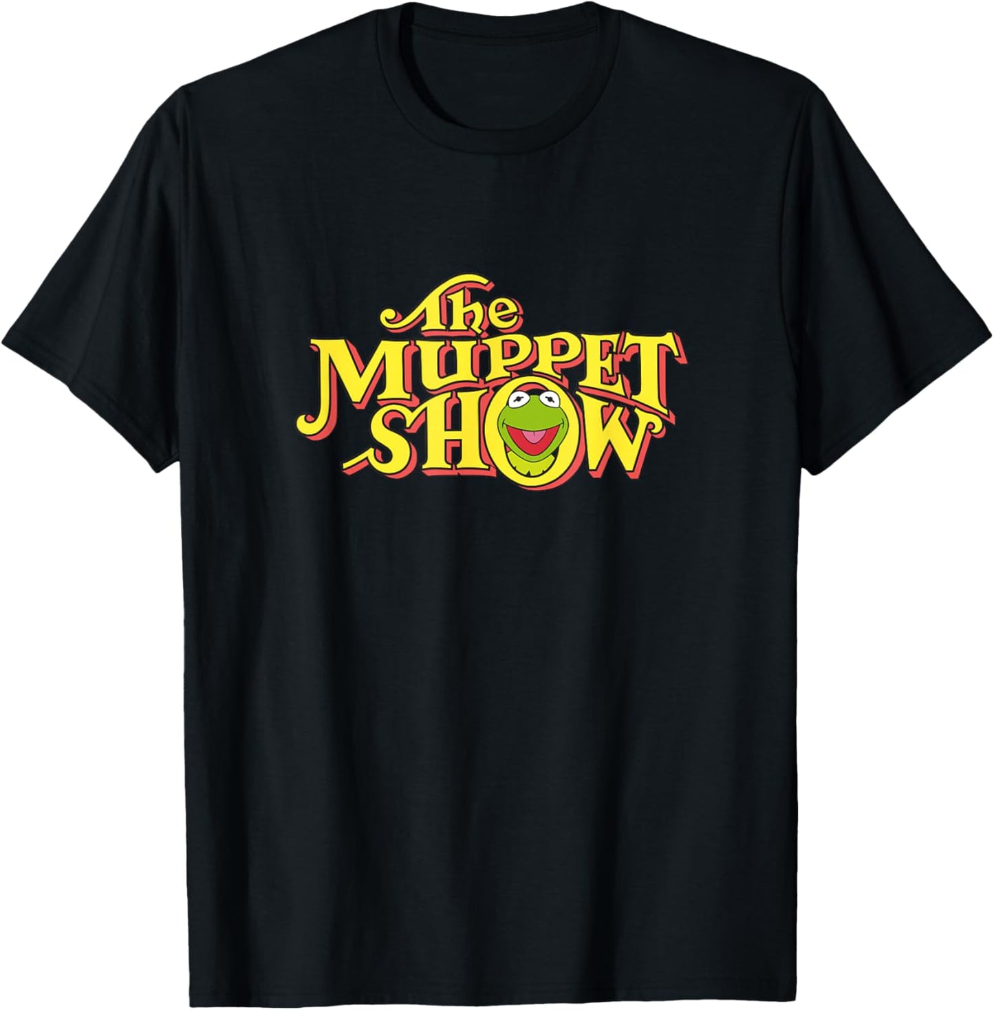 Disney The Muppets Show Kermit Neon Big Chest Text Logo V2 T-Shirt - T-Shirt | Black