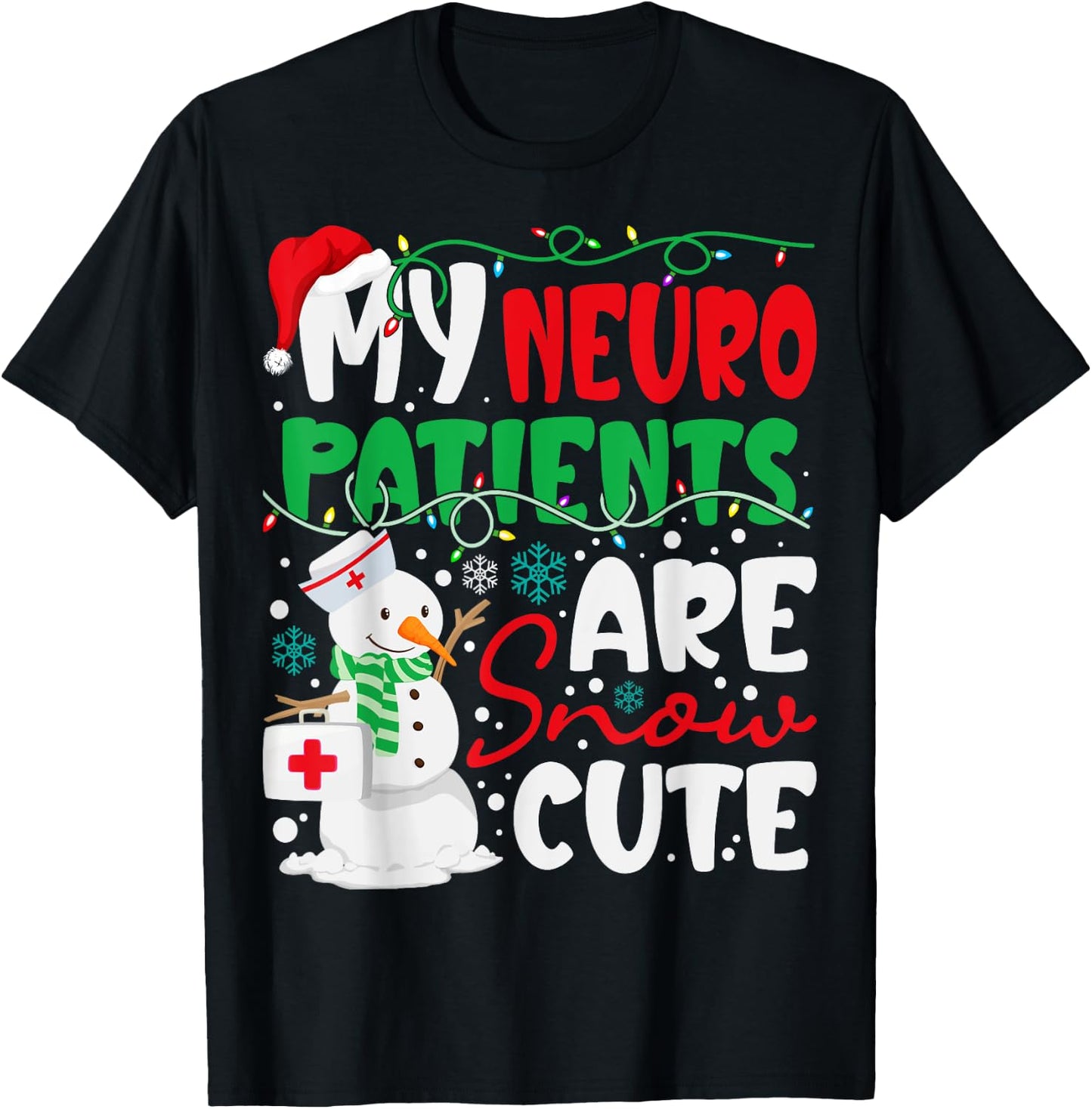 Funny Neuro Christmas Snowmies Cute Neuroscience Nurse T-Shirt - T-Shirt | Black