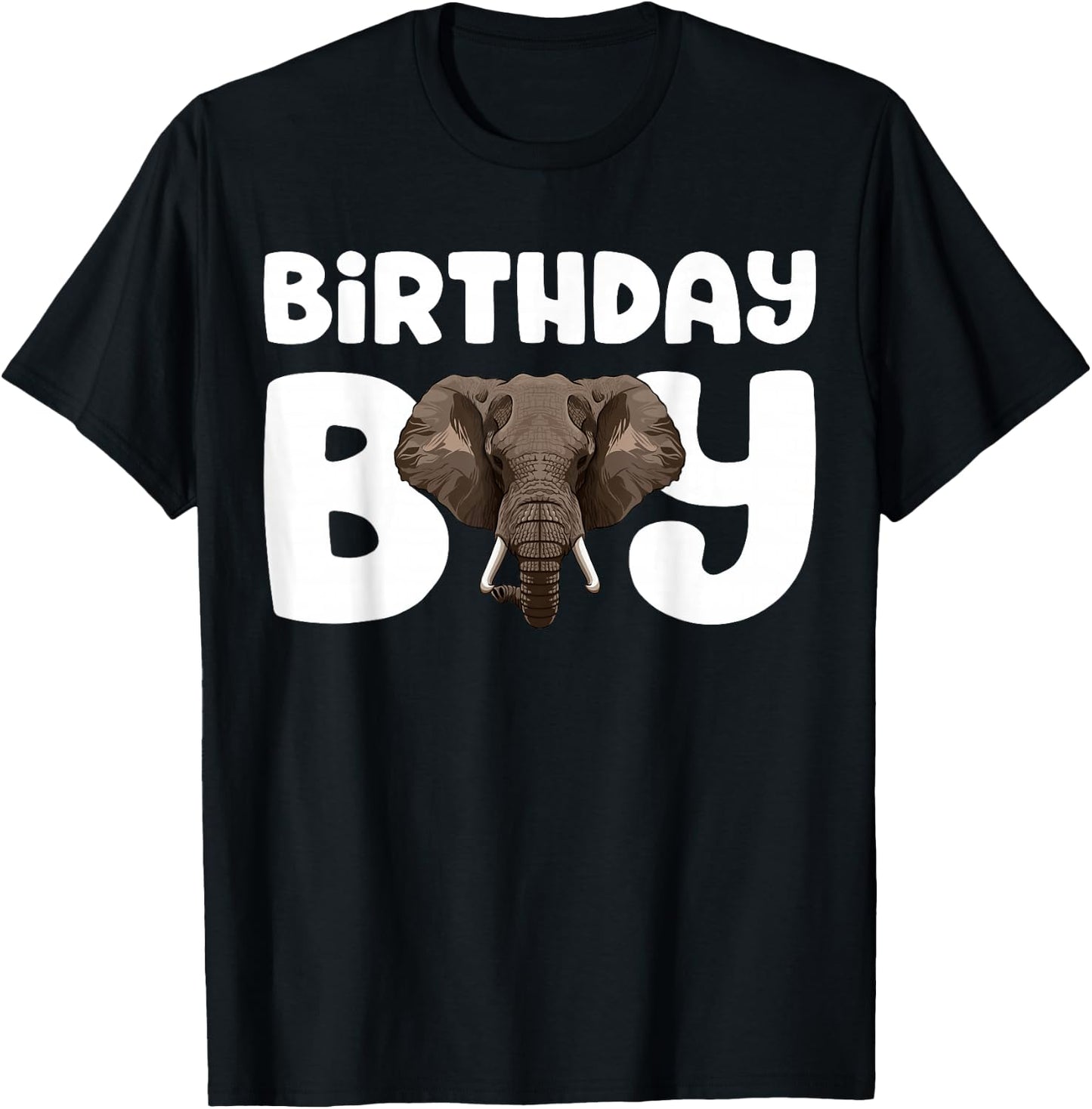 Elephant Birthday Boy Party Animal Kids Elephant Birthday T-Shirt - T-Shirt | Black