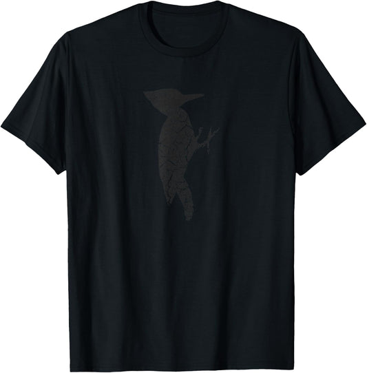 Woodpecker Distressed Print - Vintage Woodpecker T-Shirt - T-Shirt | Black
