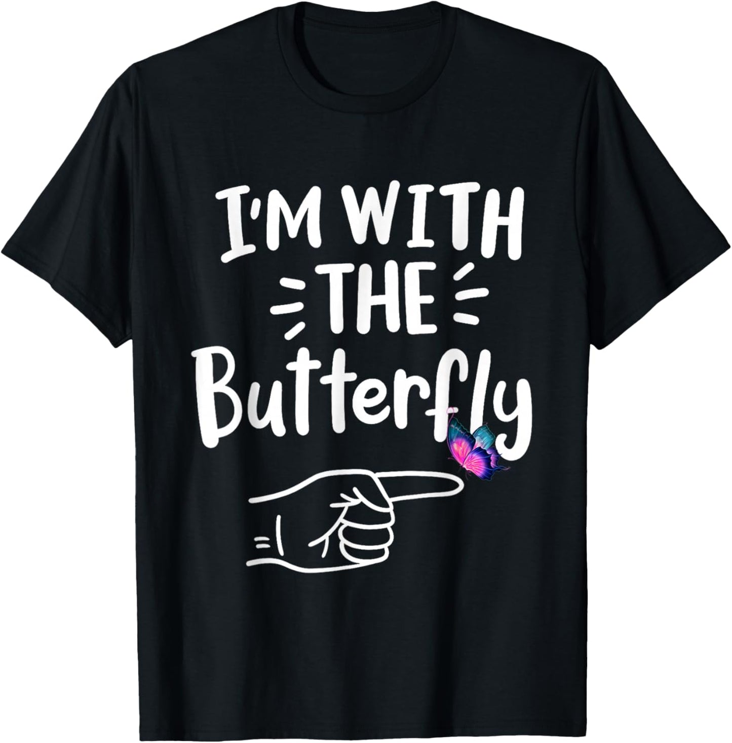 I'm With Butterfly Party Matching Couples Halloween Costume T-Shirt - T-Shirt | Black