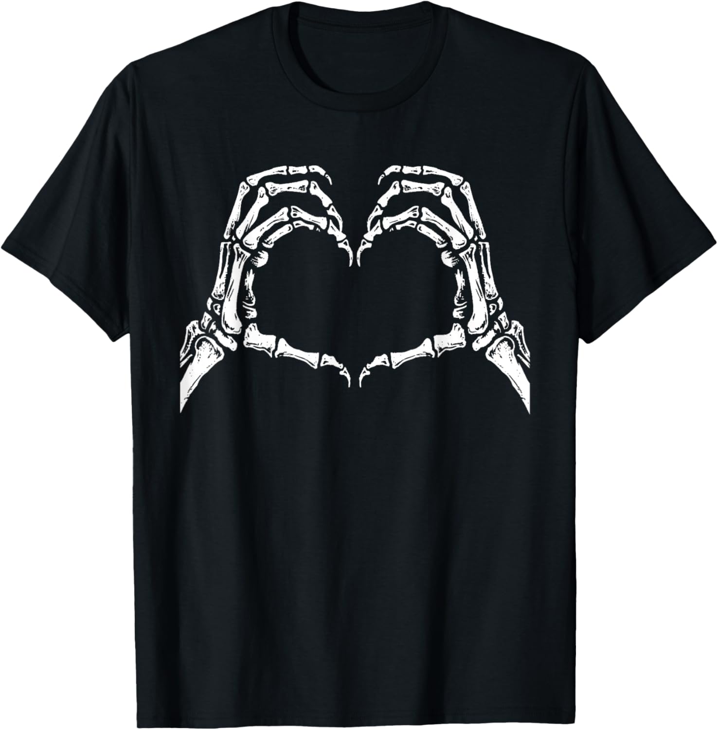 Skeleton Hands Heart Sign Retro Halloween Costume Women Girl T-Shirt - T-Shirt | Black