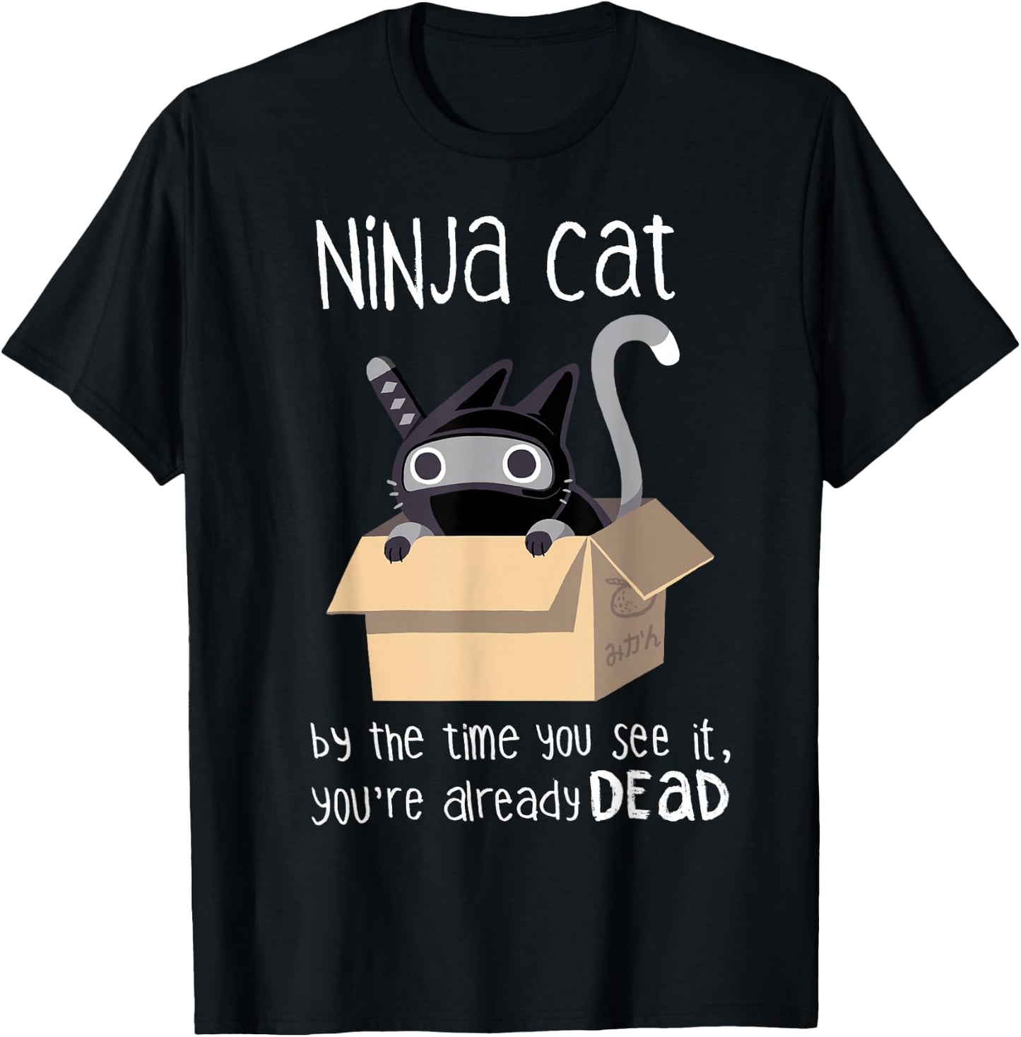Cute Ninja Cat T-Shirt - T-Shirt | Black