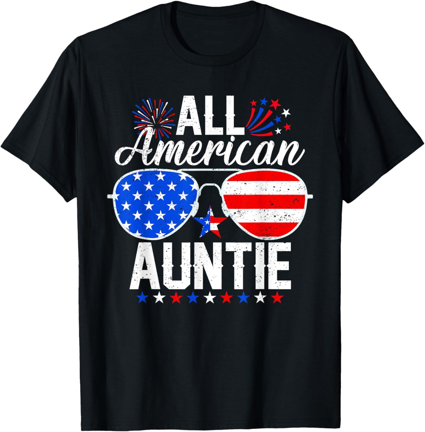 All American Auntie Funny 4th of July Family Matching T-Shirt - T-Shirt | Black