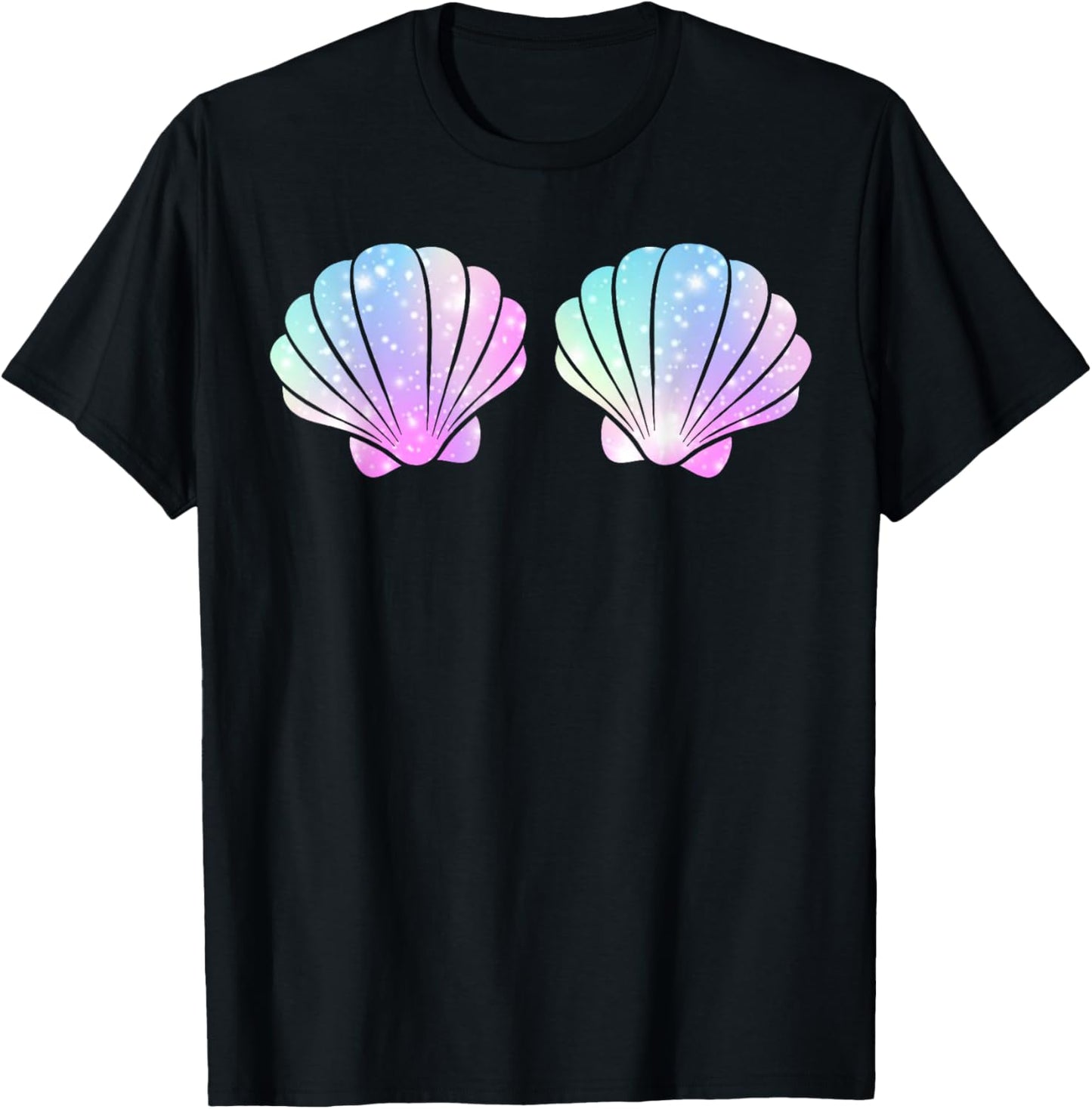 Cute Halloween Girl Costume, Mermaid Shell Bra Costume Women T-Shirt - T-Shirt | Black