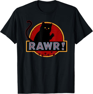 Awesome Cat Rawr Women Girls Kids T-Shirt - T-Shirt | Black