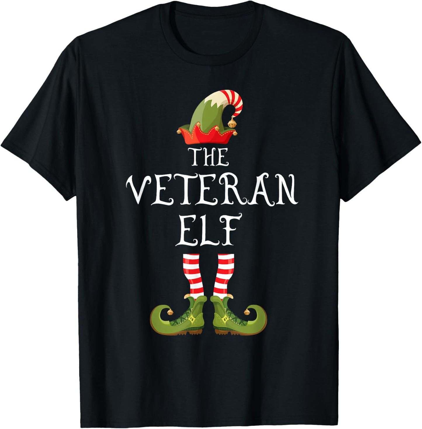 Veteran Elf Family Matching Group Christmas Us Army Veteran T-Shirt - T-Shirt | Black