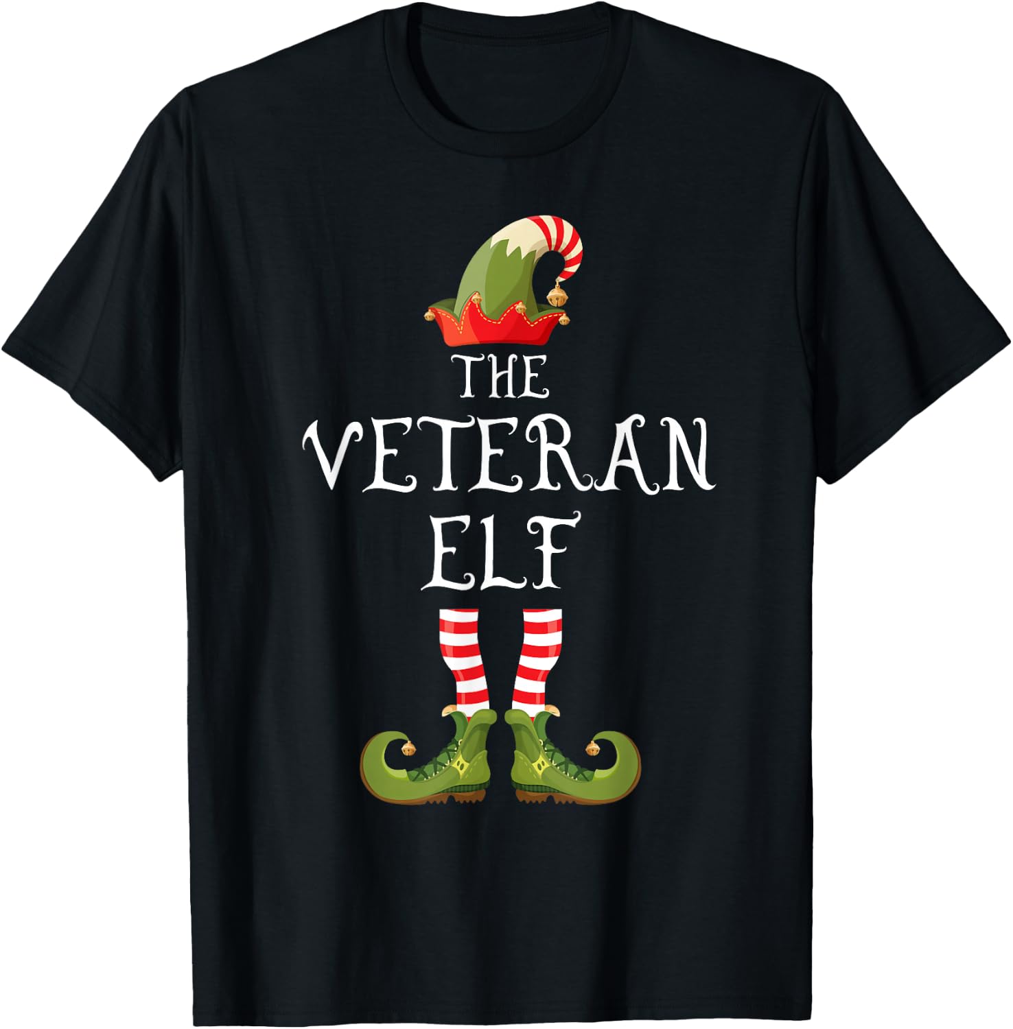 Veteran Elf Family Matching Group Christmas Us Army Veteran T-Shirt - T-Shirt | Black