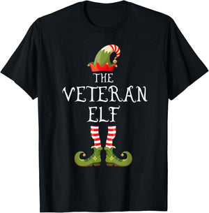 Veteran Elf Family Matching Group Christmas Us Army Veteran T-Shirt - T-Shirt | Black