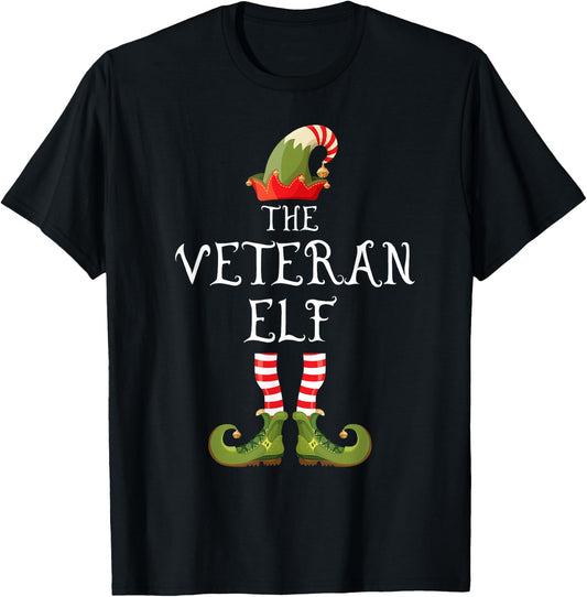 Veteran Elf Family Matching Group Christmas Us Army Veteran T-Shirt - T-Shirt | Black