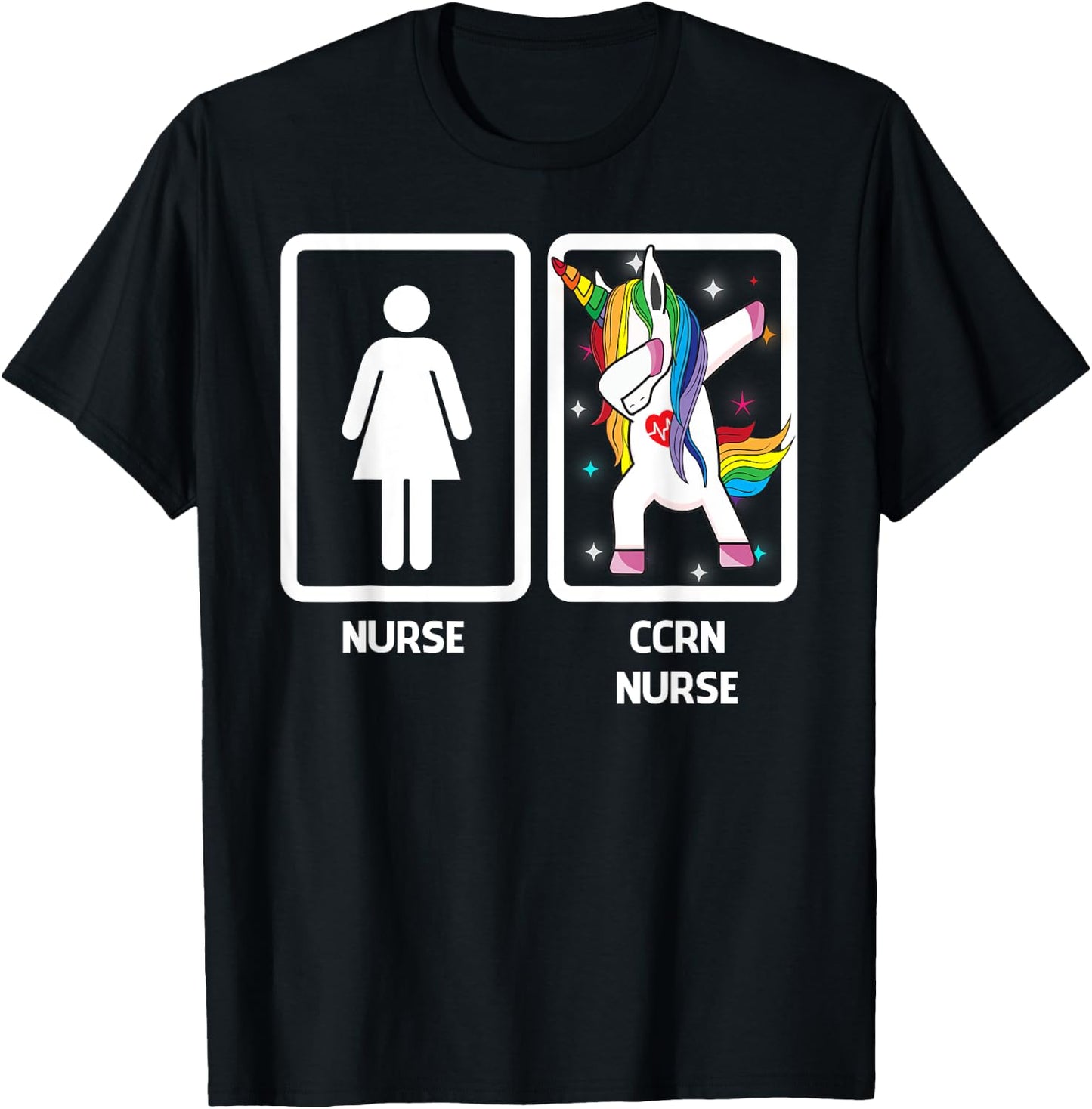 CCRN Nurse Unicorn Dabbing Funny Dabbing CCRN Nurse Gift T-Shirt - T-Shirt | Black