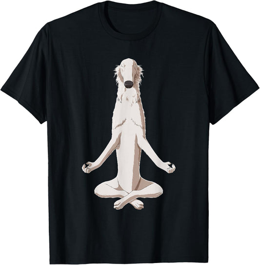 Yoga Dog Borzoi T-Shirt - T-Shirt | Black