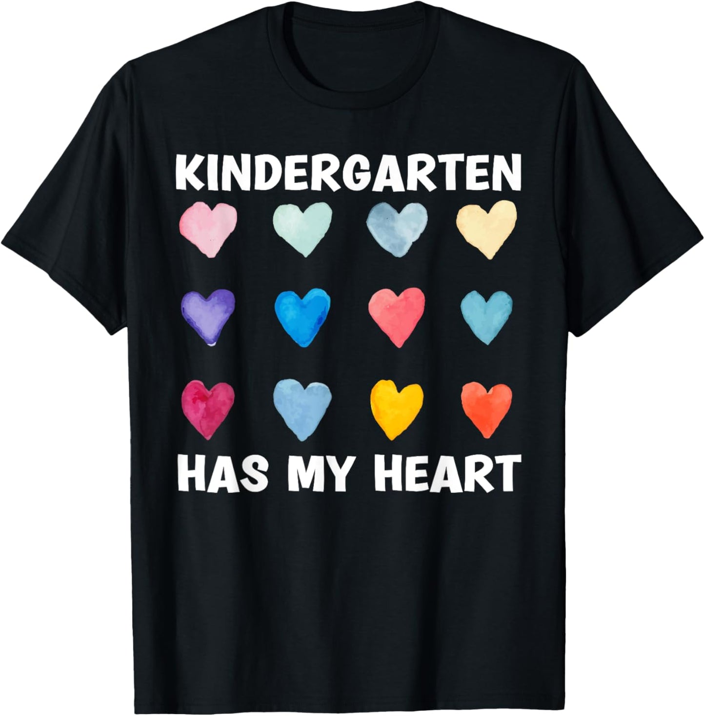 Kindergarten Has My Heart Funny Teacher Valentines Day Love T-Shirt - T-Shirt | Black
