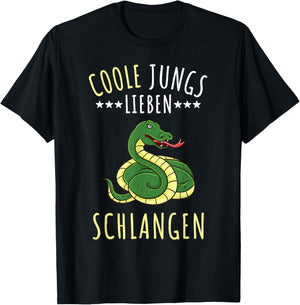 Coole Jungs lieben Schlangen Geschenk T-Shirt - T-Shirt | Black