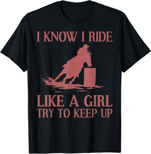 Funny Barrel Racing Gift Rodeo Horse Racer Girl T-Shirt - T-Shirt | Black