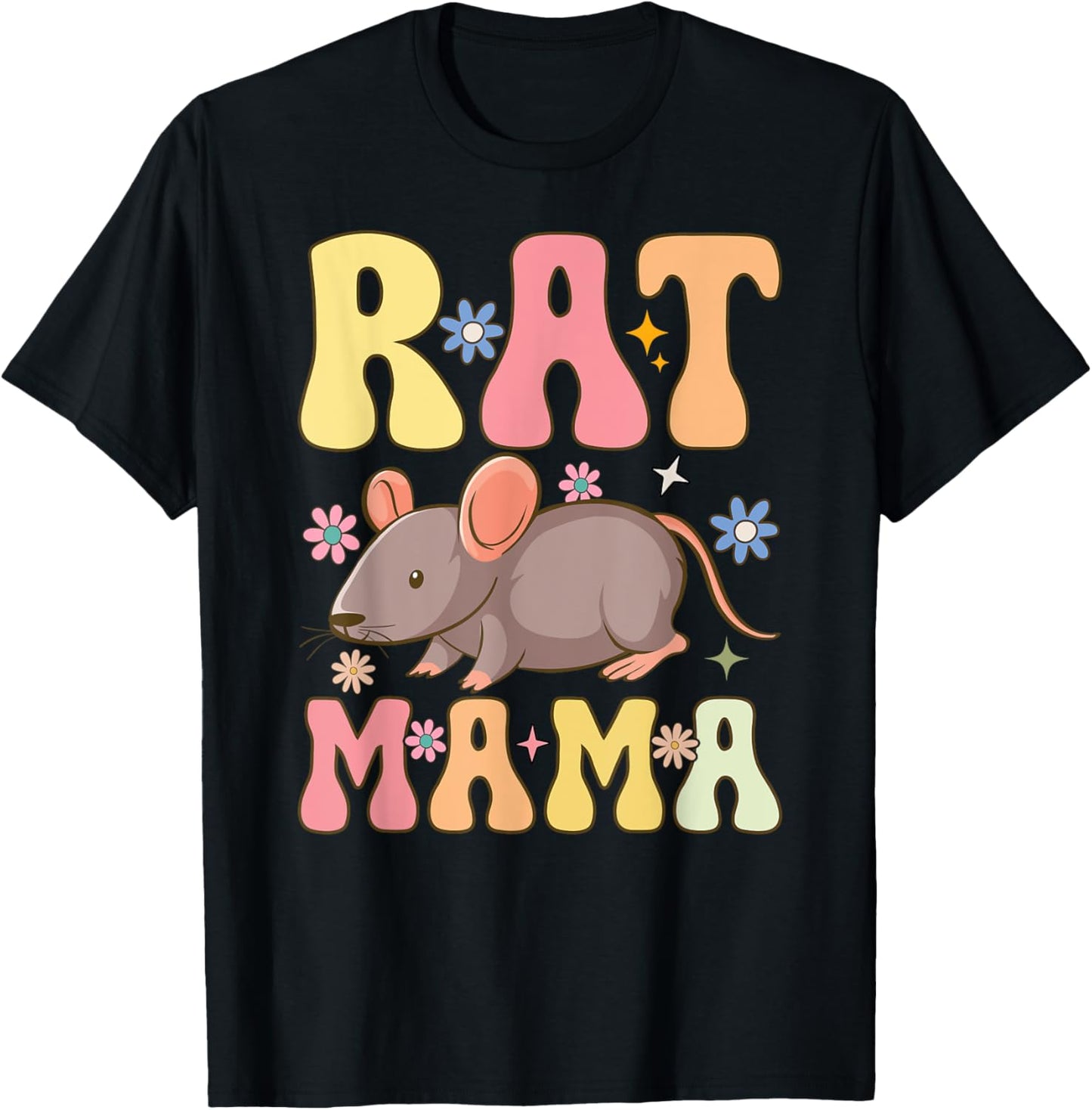 Rat Mama Groovy Rat Mom Female Rat Pet Owner T-Shirt - T-Shirt | Black