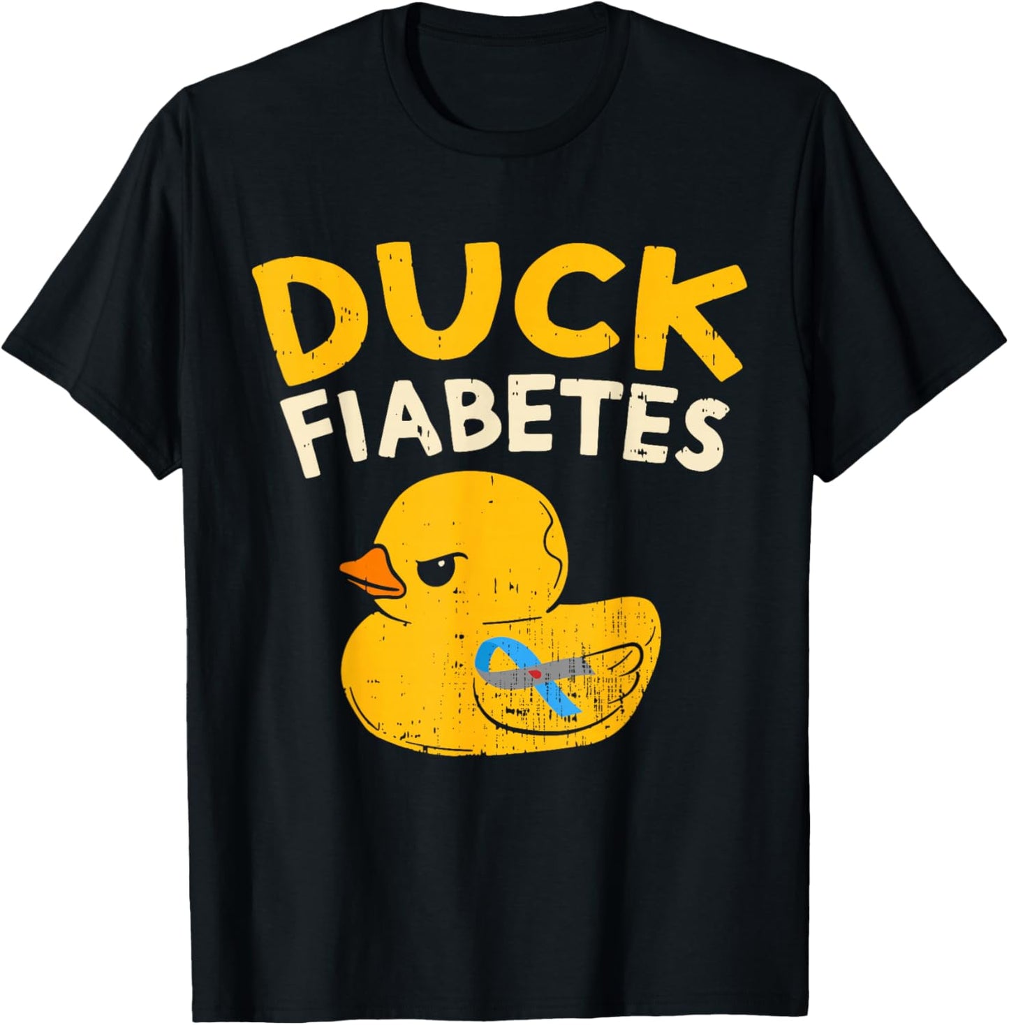 Funny Diabetes Awareness I Duck Fiabetes I Cool Rubber Duck T-Shirt - T-Shirt | Black