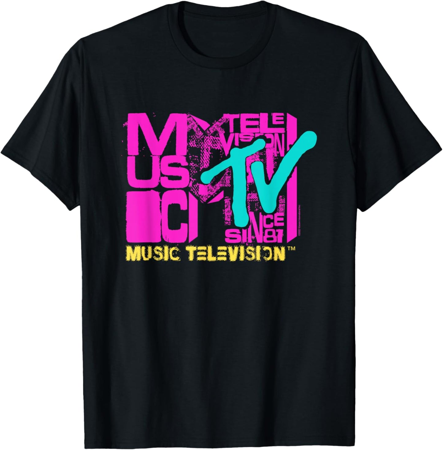 MTV Logo Stacked Letters T-Shirt - T-Shirt | Black