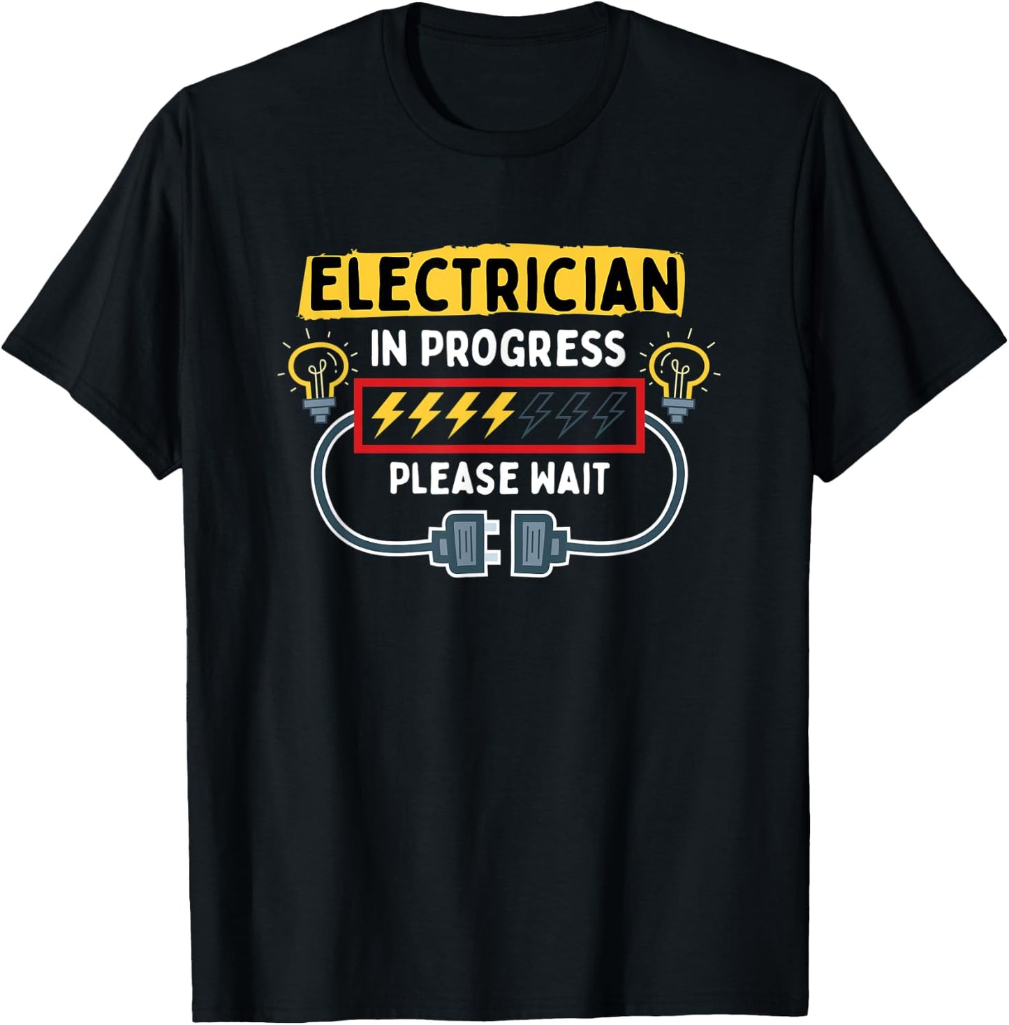 Electrician In Progress Future Lineman Funny Electrician T-Shirt - T-Shirt | Black