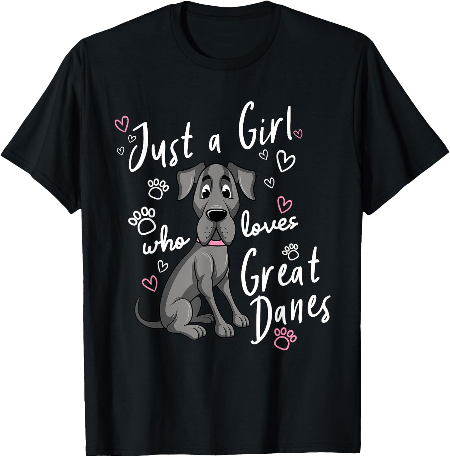 Funny Great Dane Dog Owner Pet Lover Puppy Women Kids Gift T-Shirt - T-Shirt | Black