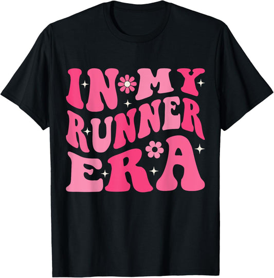 In My Runner Era Funny Running Marathon Groovy Running Mom T-Shirt - T-Shirt | Black