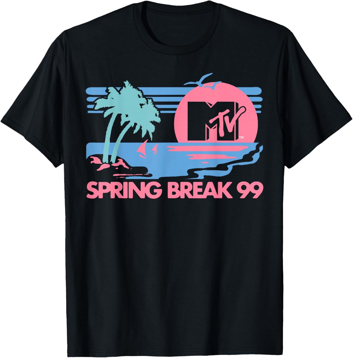 MTV Pastel Colors Beach Spring Break Logo T-Shirt - T-Shirt | Black