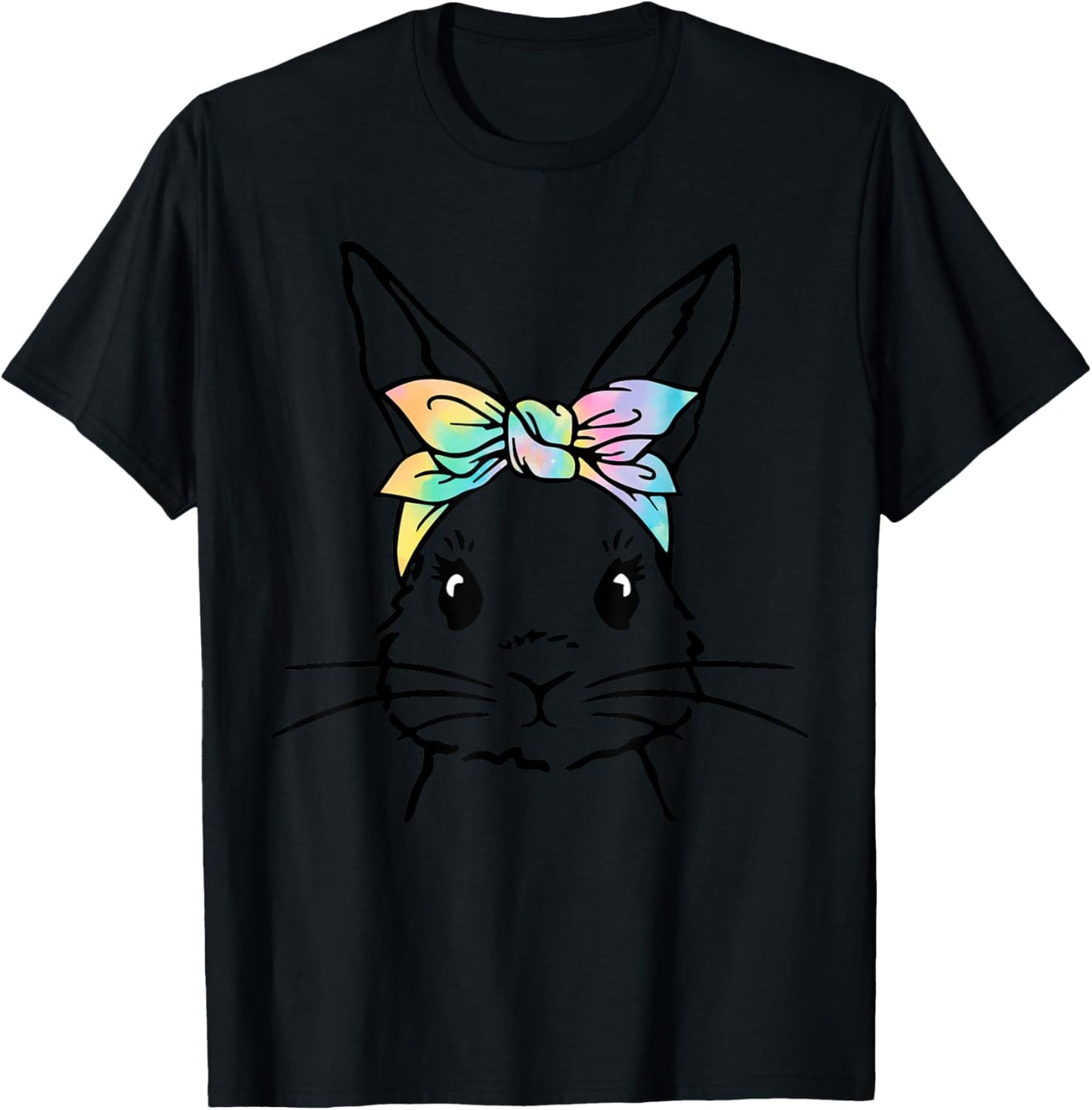 Cute Bunny Face Tie Dye Rabbit Easter Day Women Girls Kids T-Shirt - T-Shirt | Black