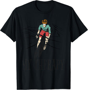 My Therapy Funny Biking Quote Cyclist Cycling T-Shirt - T-Shirt | Black