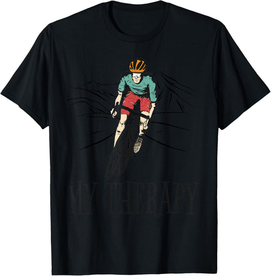 My Therapy Funny Biking Quote Cyclist Cycling T-Shirt - T-Shirt | Black