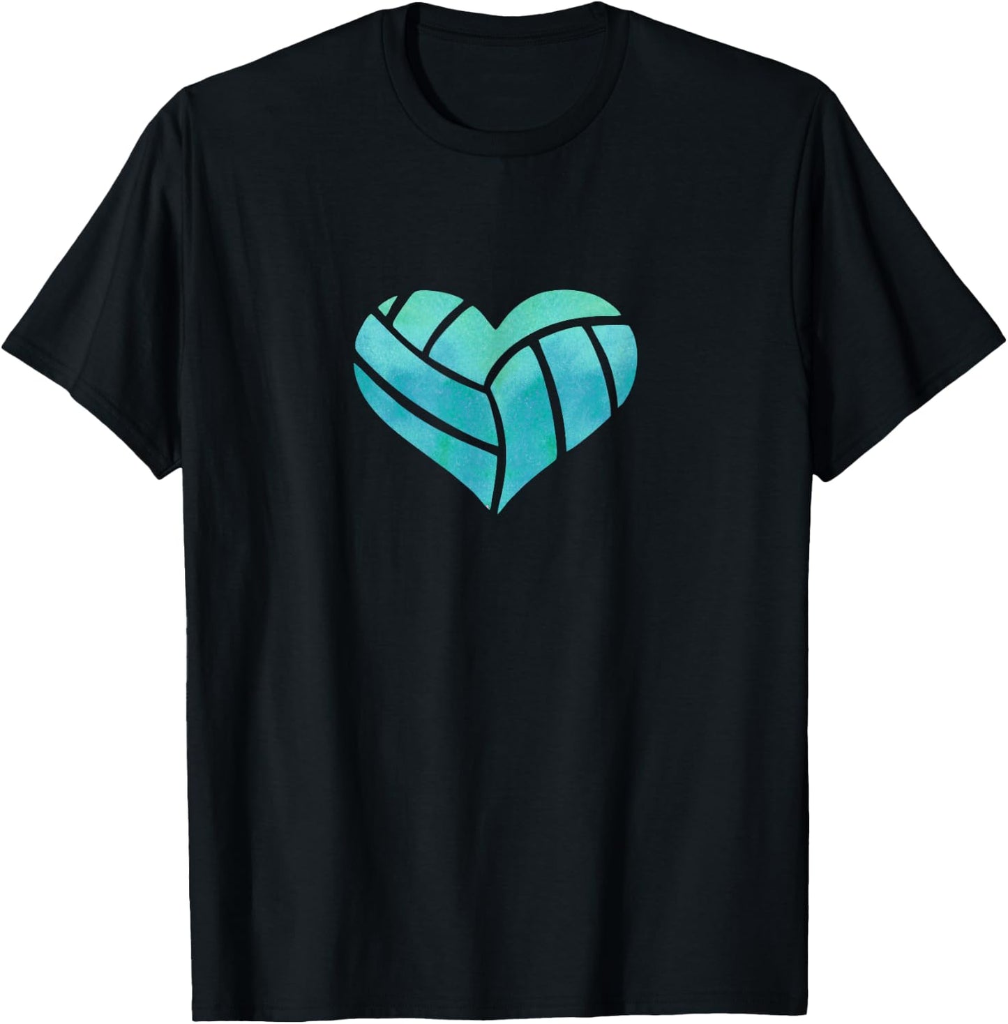 Volleyball Heart Teal Watercolor Gift a Girl T-Shirt - T-Shirt | Black