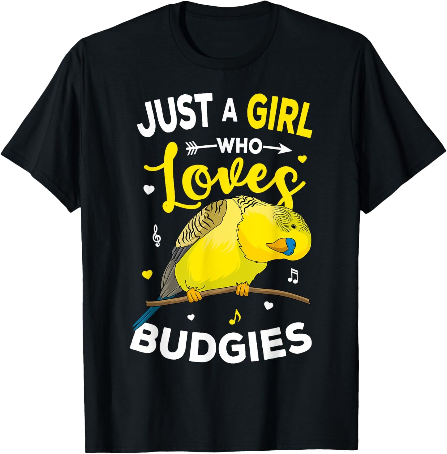Just A Girl Who Loves Budgies Parakeet Budgerigar Girls Gift T-Shirt - T-Shirt | Black