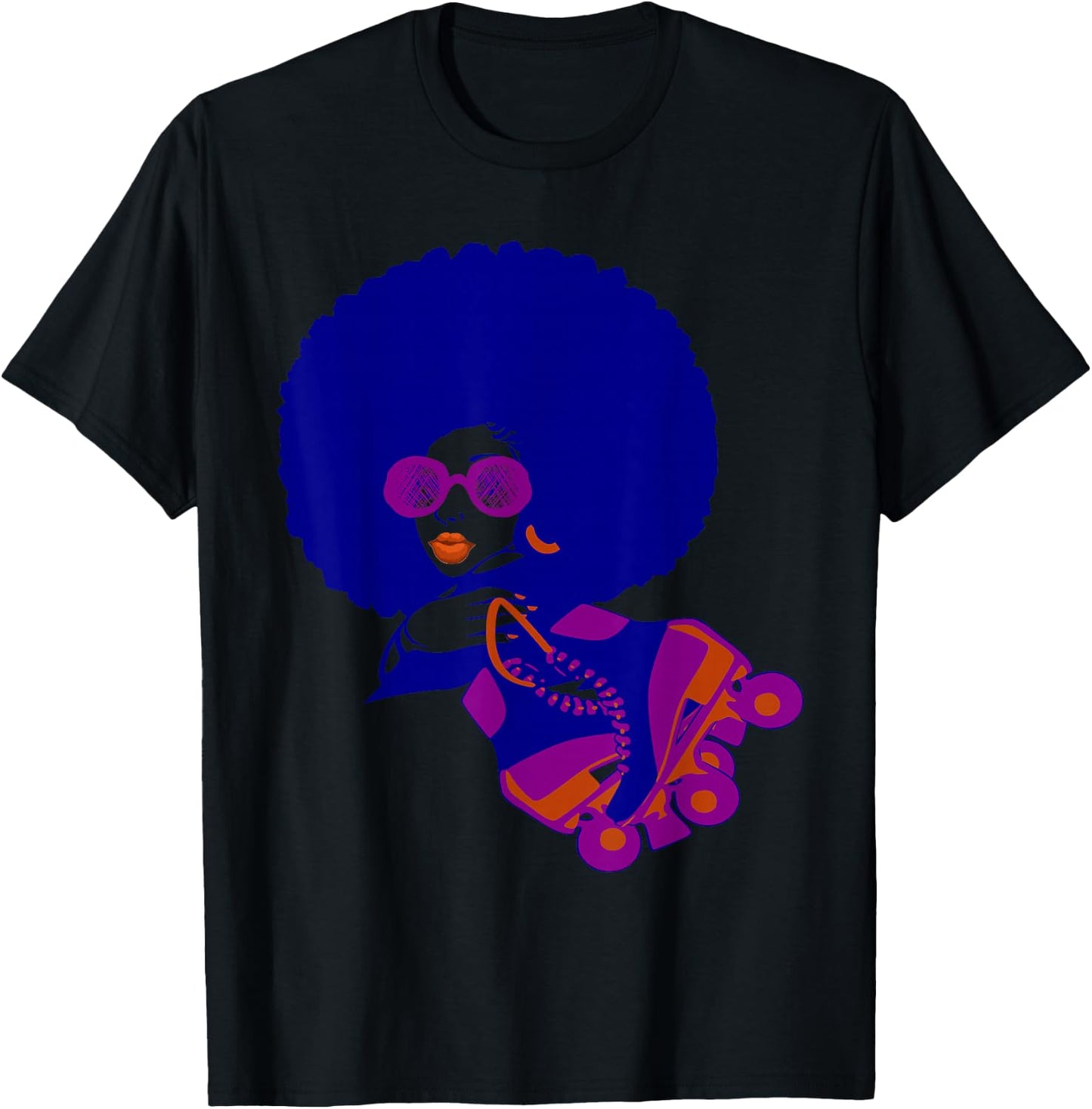 Retro Afro Hair Natural Hair girl with Afro Puff T-Shirt - T-Shirt | Black