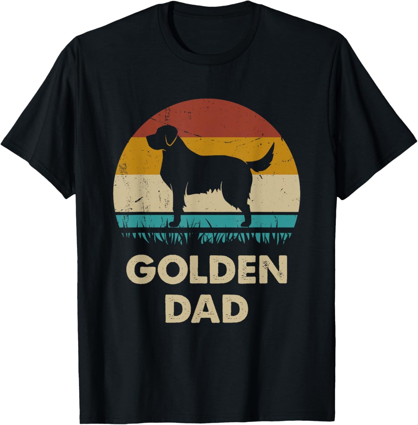 Golden Retriever Dad Gift Golden Dog Vintage T-Shirt - T-Shirt | Black