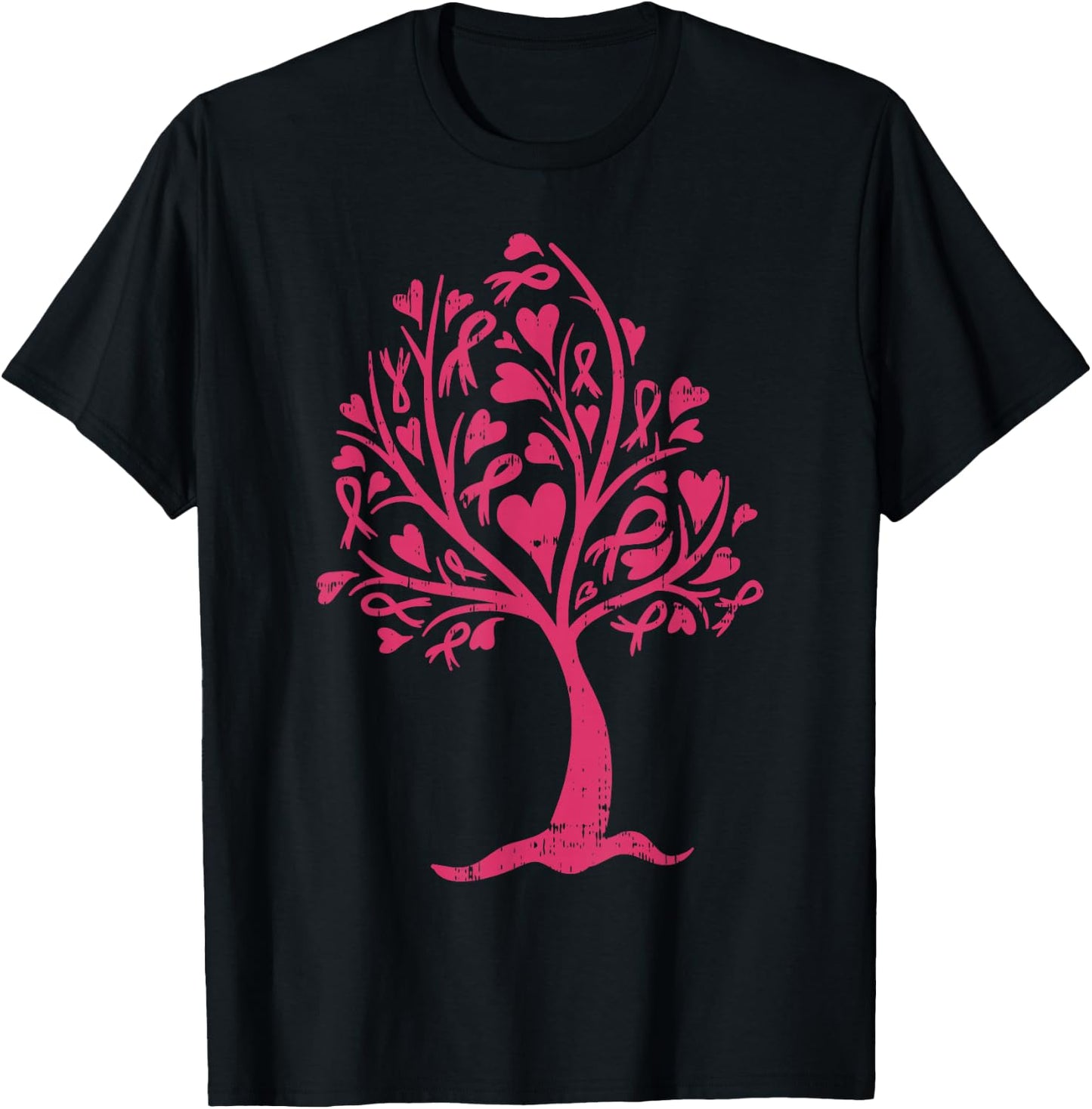 Breast Cancer Awareness Shirt Pink Ribbon Tree Support Gift T-Shirt - T-Shirt | Black