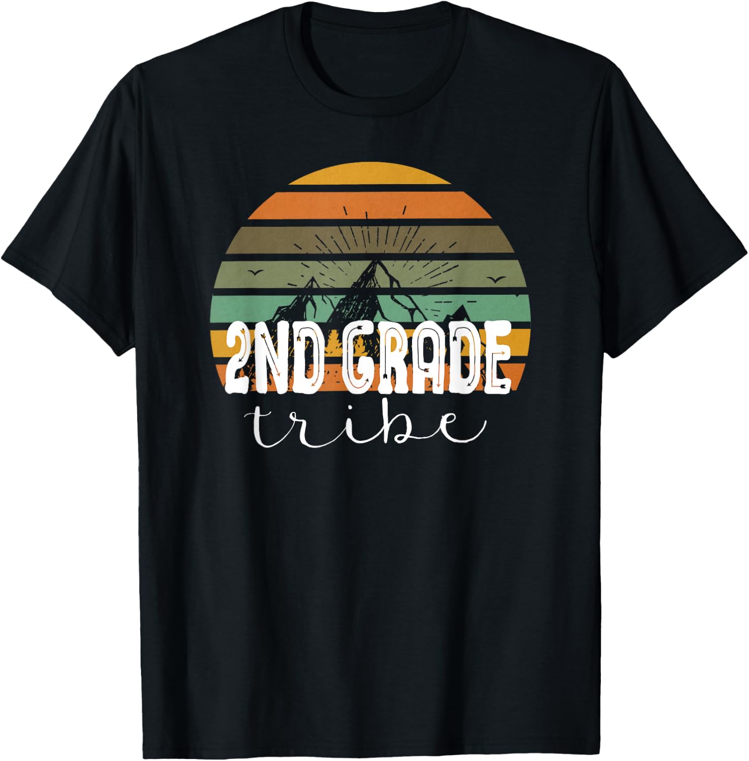 Second Grade Tribe Teacher Student Team 2nd Grade Retro T-Shirt - T-Shirt | Black