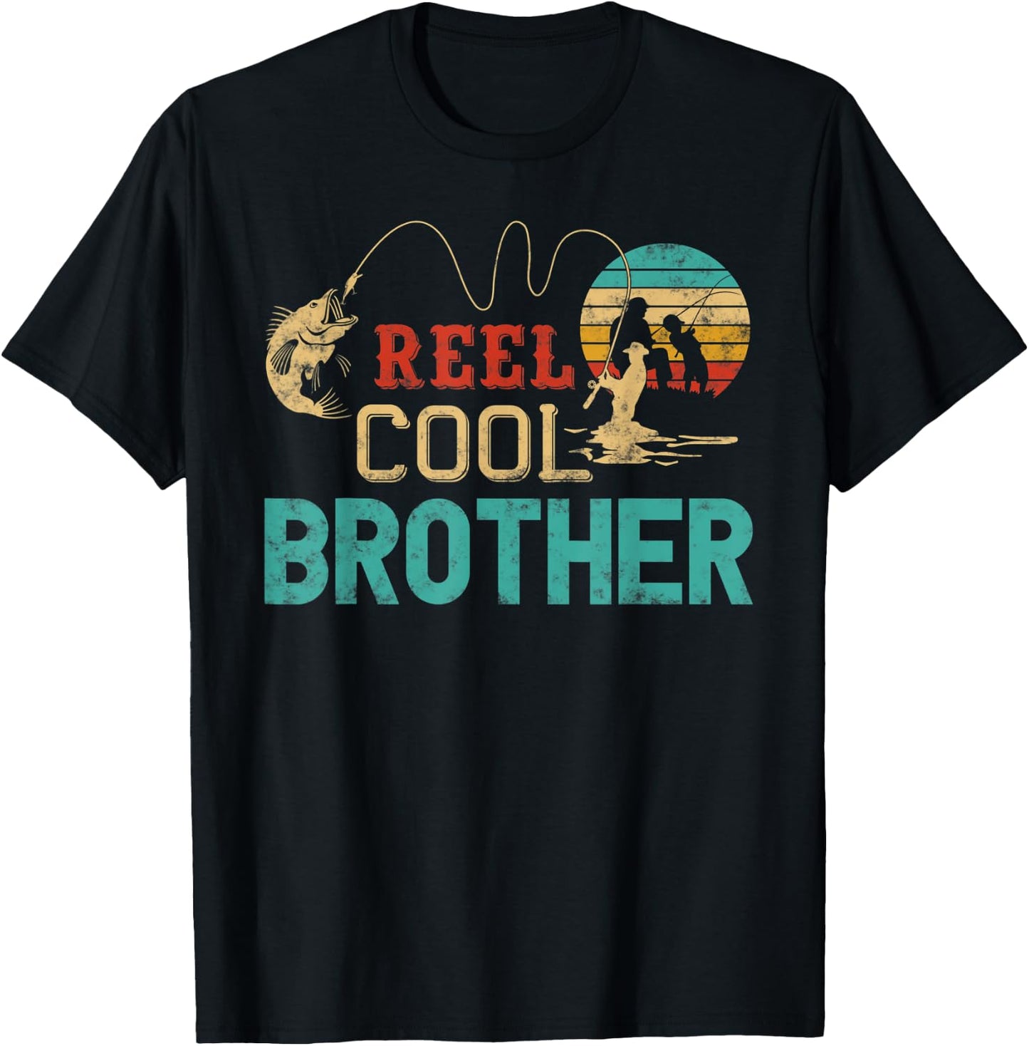Reel cool Brother Fishing Father’s Day Gift Brother T-Shirt - T-Shirt | Black