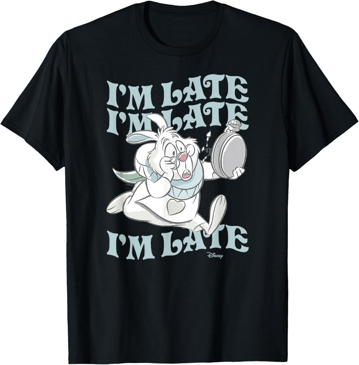 Alice In Wonderland - I'm Late White Rabbit T-Shirt - T-Shirt | Black