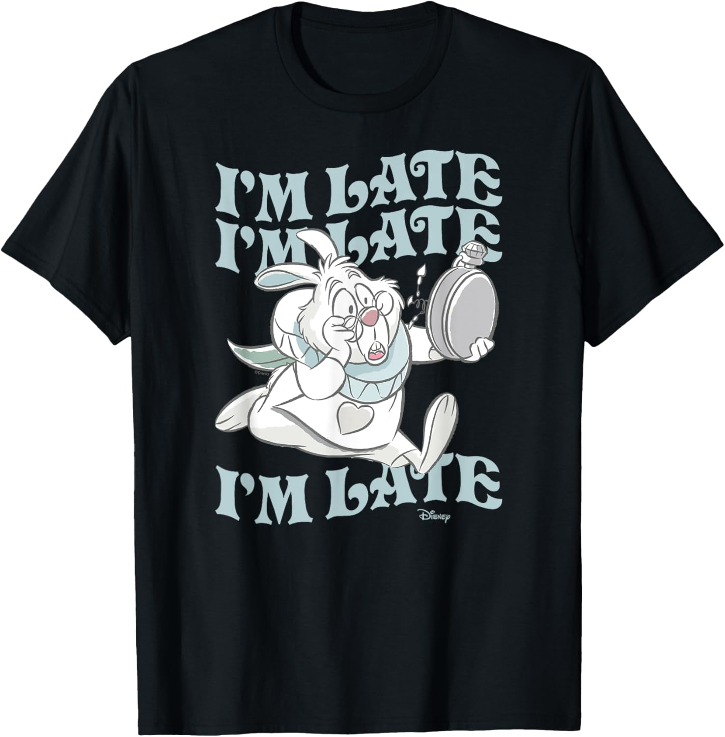 Alice In Wonderland - I'm Late White Rabbit T-Shirt - T-Shirt | Black