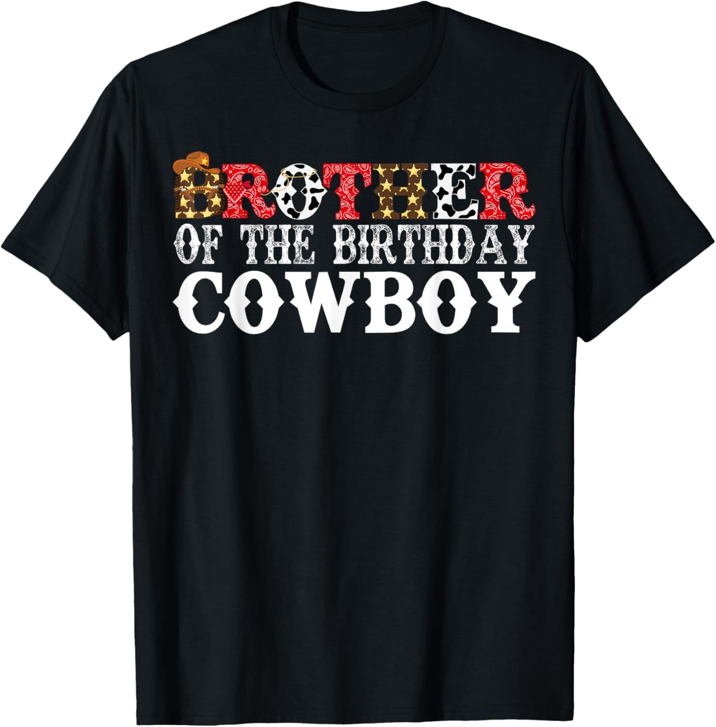 Brother 1st First Birthday Kids Cowboy Western Rodeo Party T-Shirt - T-Shirt | Black