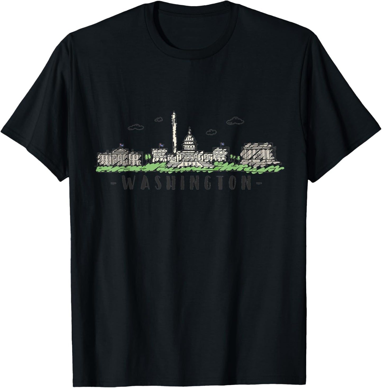 Washington DC Skyline Vintage T-Shirt - T-Shirt | Black