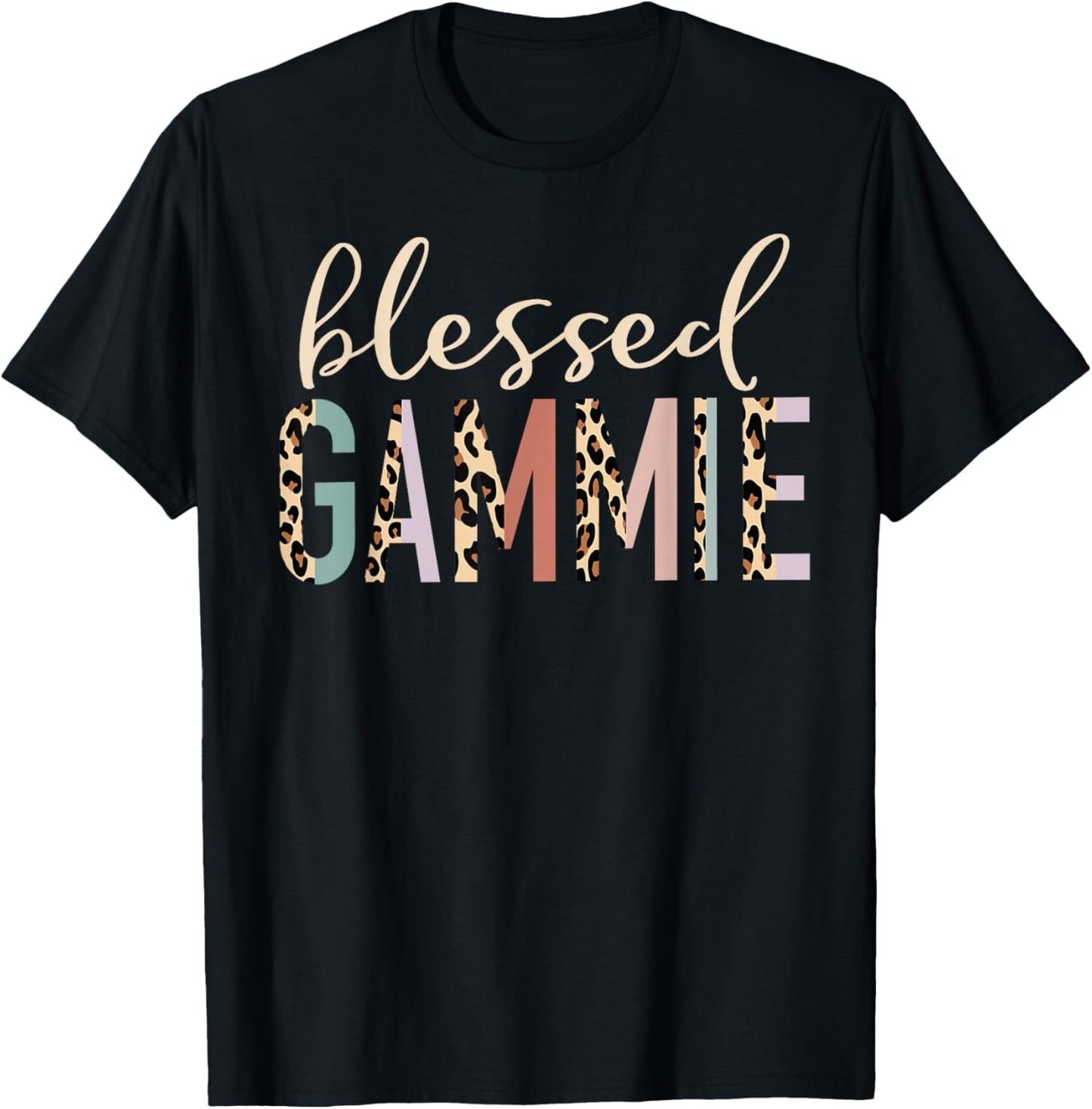 Blessed Gammie Cute Leopard Print T-Shirt - T-Shirt | Black