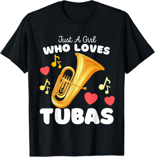 Just A Girl Who Loves Tubas - Cute Girls Tuba T-Shirt - T-Shirt | Black