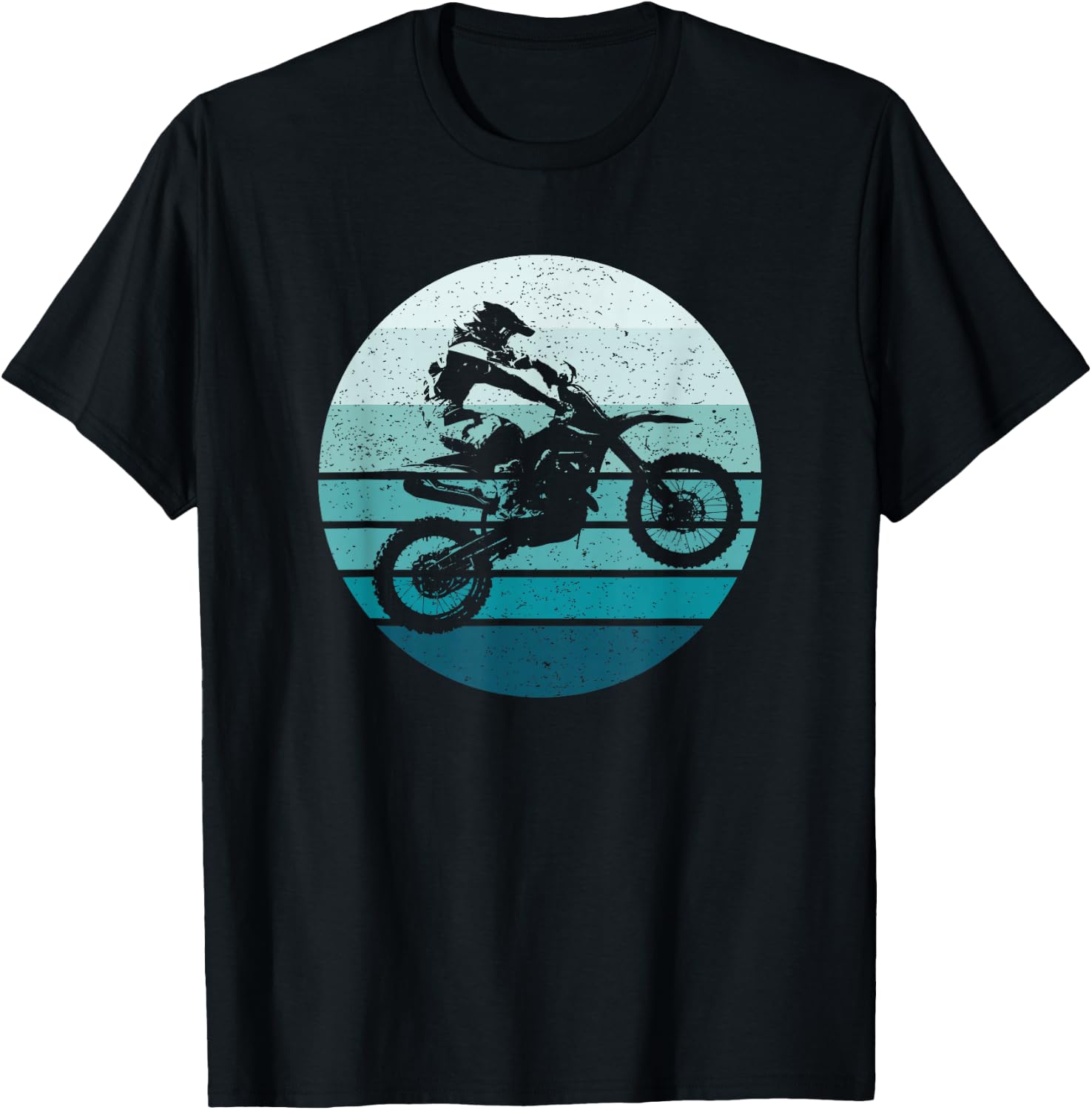 Motocross, Vintage, Dirt Bike Rider, Sunset Background T-Shirt - T-Shirt | Black