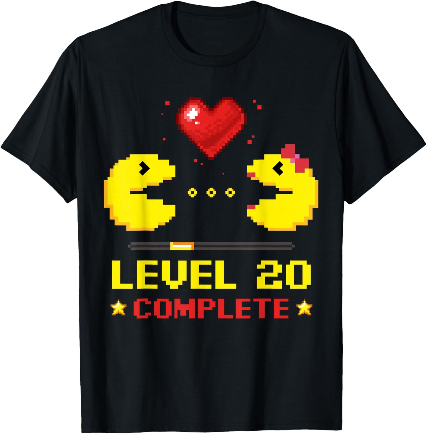 Level 20 Complete Gamers 20th Wedding Anniversary Valentines T-Shirt - T-Shirt | Black