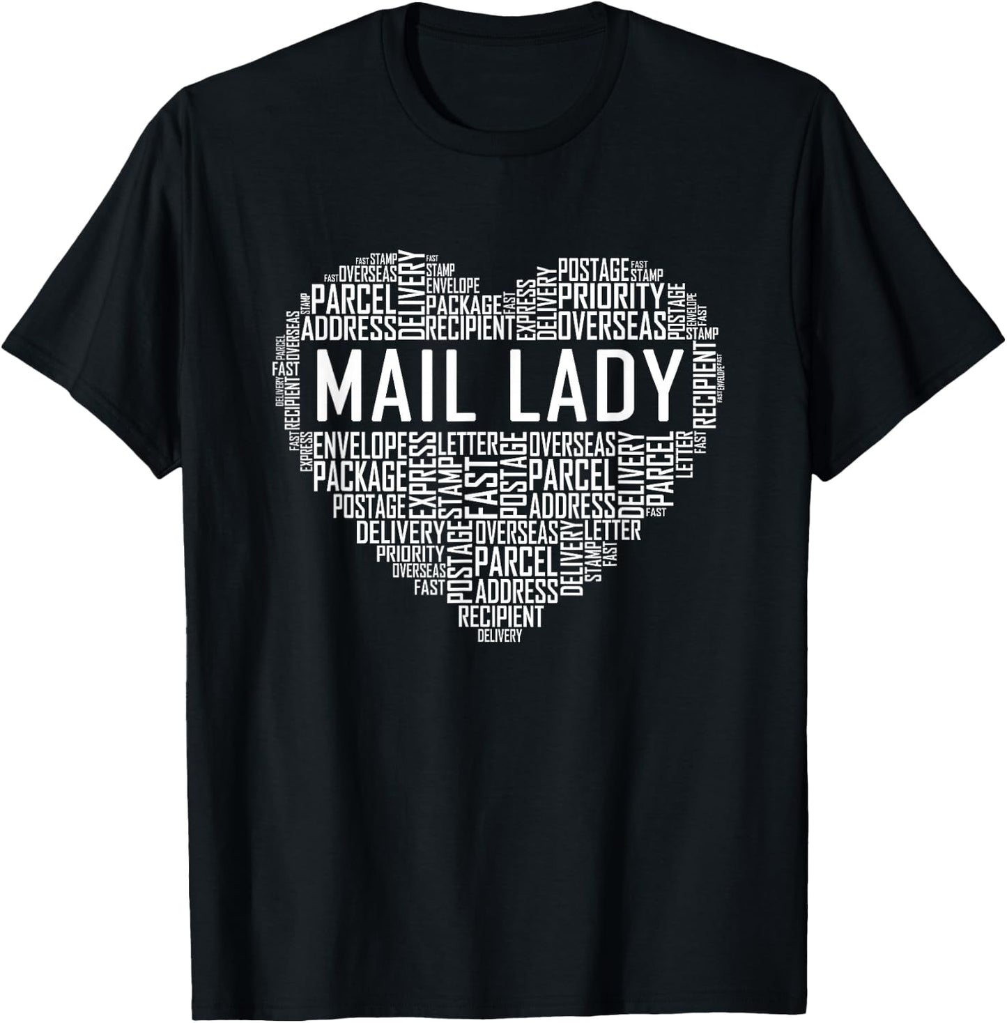 Mail Lady Heart Gift Postal Office Worker Woman Gifts Small T-Shirt - T-Shirt | Black
