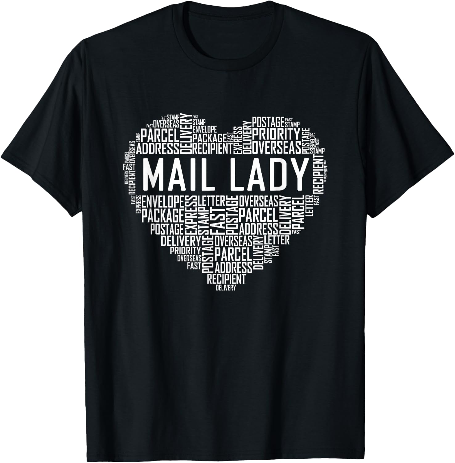 Mail Lady Heart Gift Postal Office Worker Woman Gifts Small T-Shirt - T-Shirt | Black